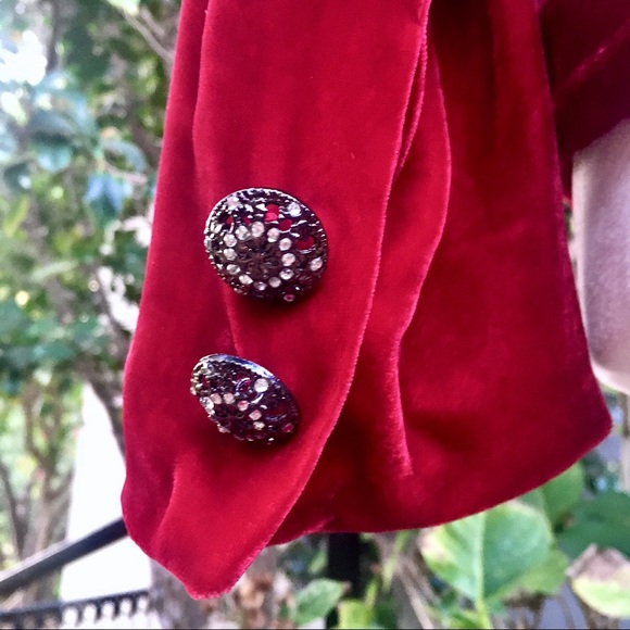 Vintage 1930s Red Silk Velvet Jacket Womens Small - Picture 10 of 12